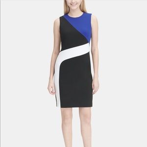 Robe Cocktail RAOUL Taille 4 - Coupe Fourreau, Couleurs Marine/blanc/noir - État Très Bon